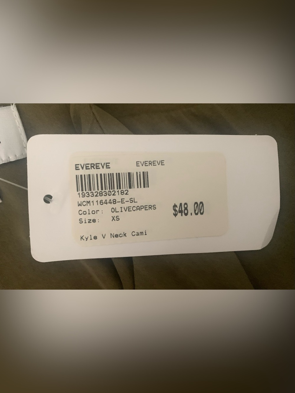 Evereve Kyle V-Neck Cami Olivecapers NWT - XS - Picture 9 of 9